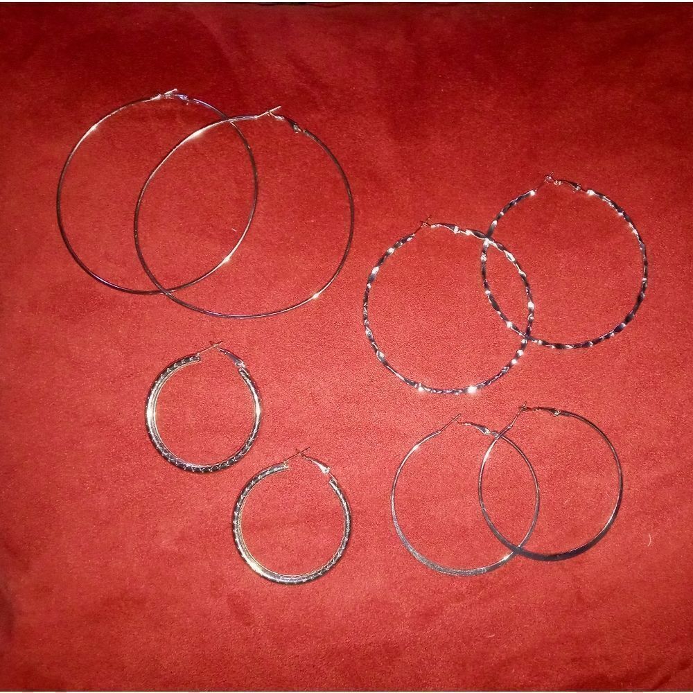 Cubic zirconia golf Or Silver Pair Of hoops - Picture 4 of 10